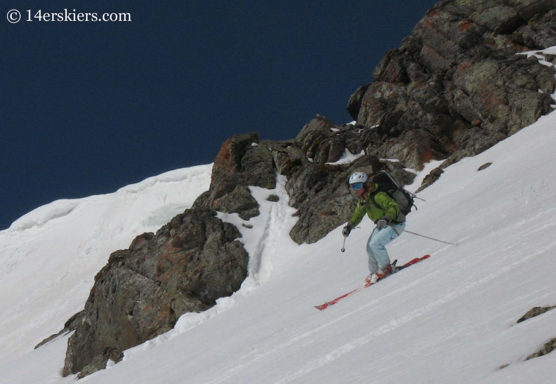 Brittany Walker Konsella backcountry skiing on Handies Peak.