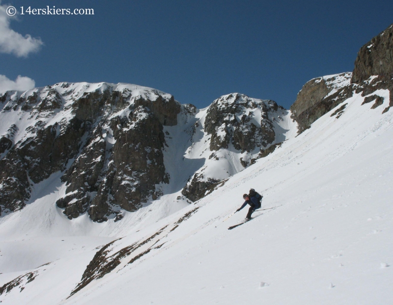 Jordan White backcountry skiing on Handies Peak.