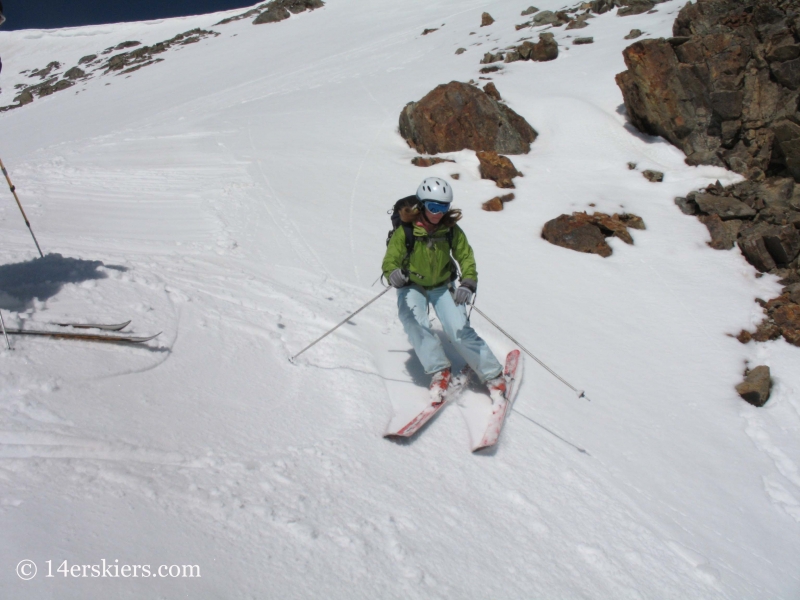 Brittany Walker Konsella backcountry skiing on Handies Peak.