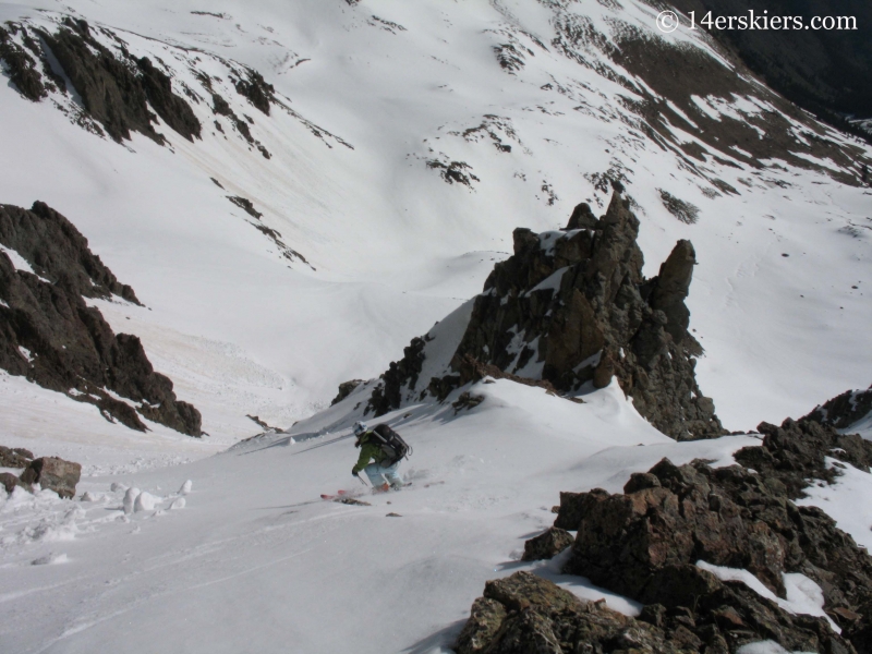 Brittany Walker Konsella backcountry skiing on Handies Peak.