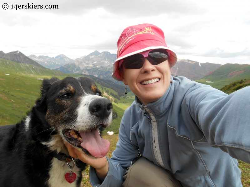 Eddy the dog & Brittany Konsella on top of Hasley Pass