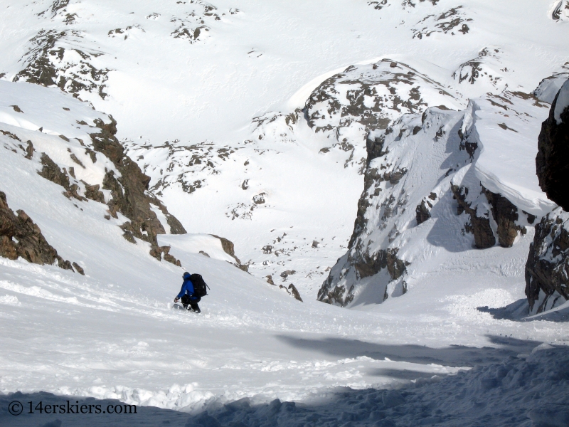 Pete Sowar backcountry skiing Cross Couloir on Mount of the Holy Cross.