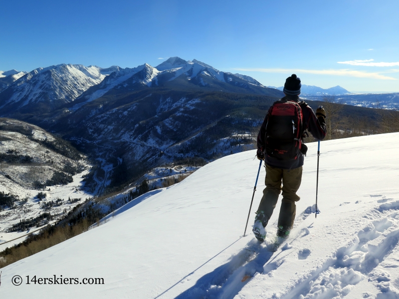 Backcountry skiing on Hunstman Ridge.