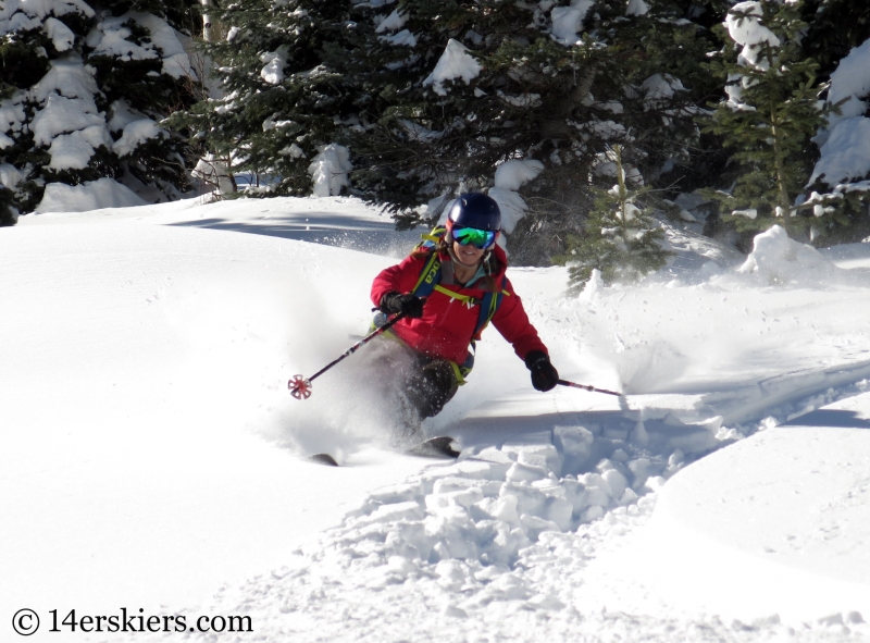 Brittany Konsella backcountry skiing on Huntsman Ridge 