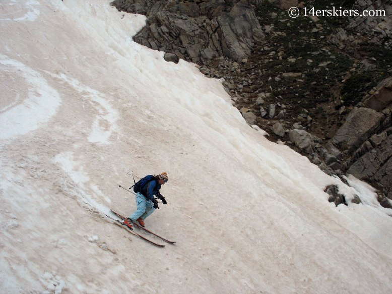 Brittany Walker Konsella backcountry skiing on Huron Peak