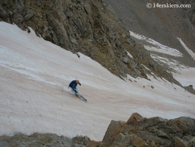 Brittany Walker Konsella backcountry skiing on Huron Peak