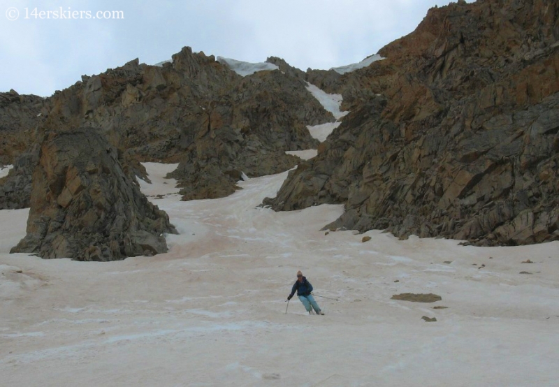 Brittany Walker Konsella backcountry skiing on Huron Peak