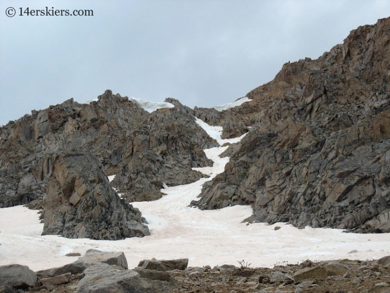 backcountry skiing line on Huron Peak. 