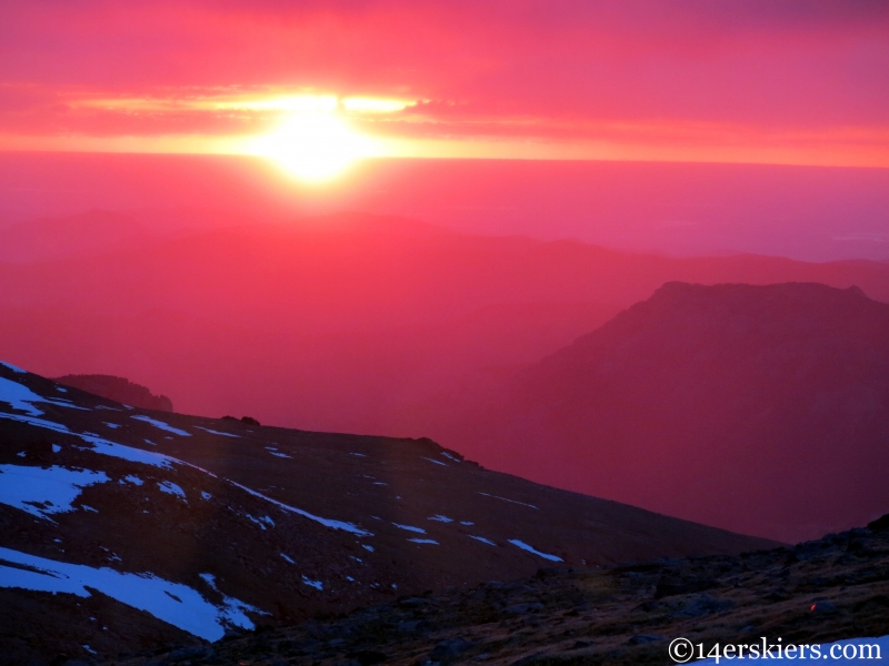 Sunrise seen from Longs Peak. 