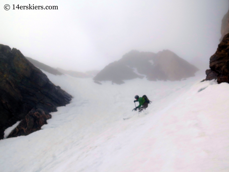 Scott Edlin backcountry skiing Starlight Couloir on James Peak. 