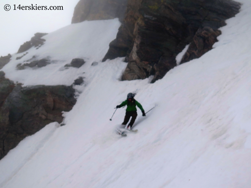 Scott Edlin backcountry skiing Starlight Couloir on James Peak. 