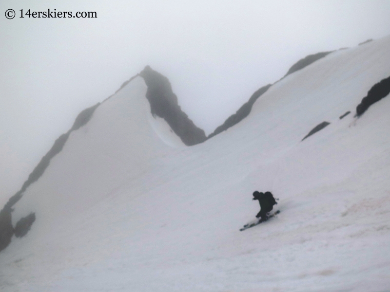 Scott Edlin backcountry skiing Starlight Couloir on James Peak. 