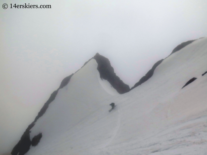 Scott Edlin backcountry skiing Starlight Couloir on James Peak. 