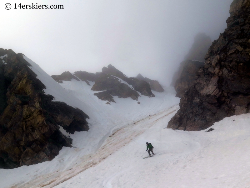 Scott Edlin backcountry skiing Starlight Couloir on James Peak. 