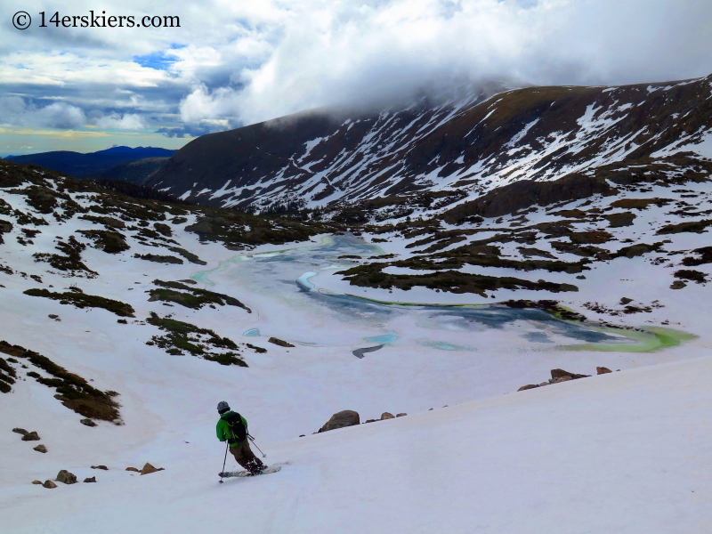 Skiing to James Peak Lake. 