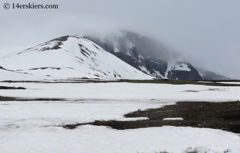 Backcountry skiing on James Peak. 