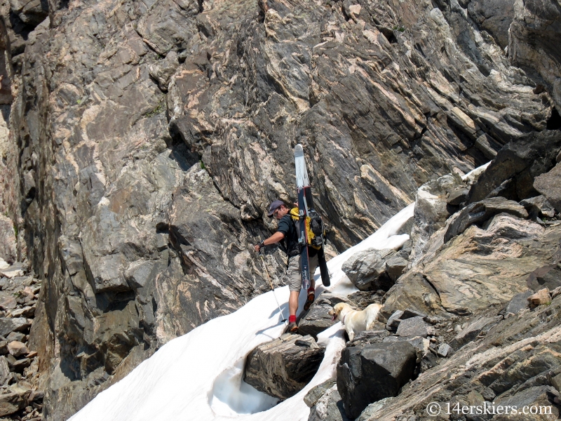 Backcountry skiing Jasper Peak in summer.