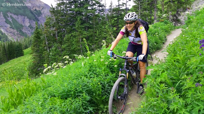 Sonya Bugbee mountain biking on Trail 401 near Crested Butte