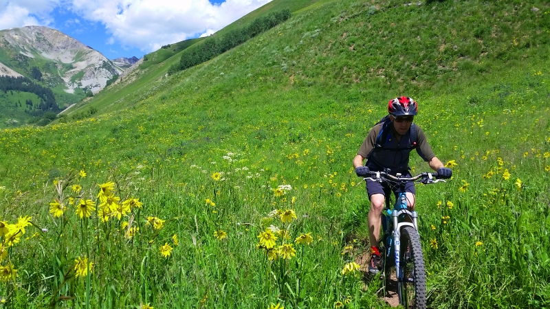 Frank Konsella mountain biking Teocalli Ridge Trail near Crested Butte