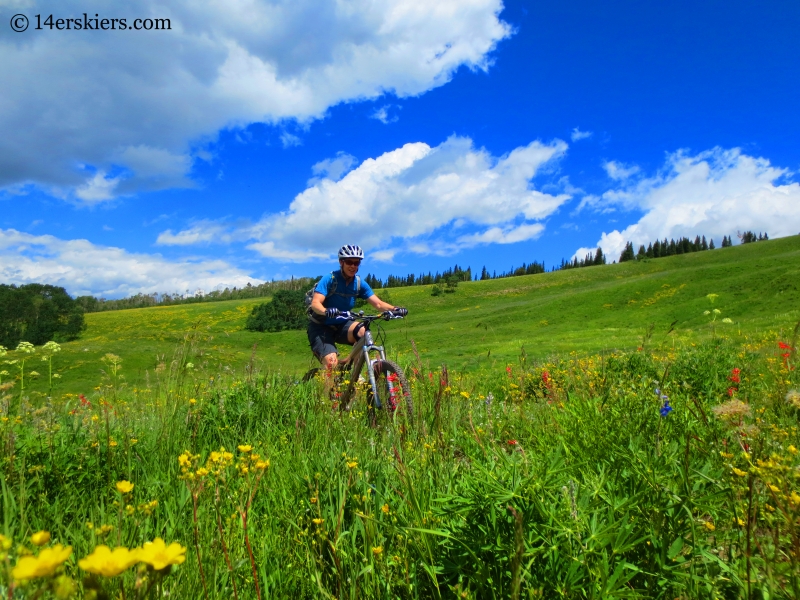 Brittany Konsella mountain biking on Point Lookout near Crested Butte