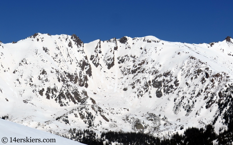 Backcountry skiing in the Gore Range, Colorado.  