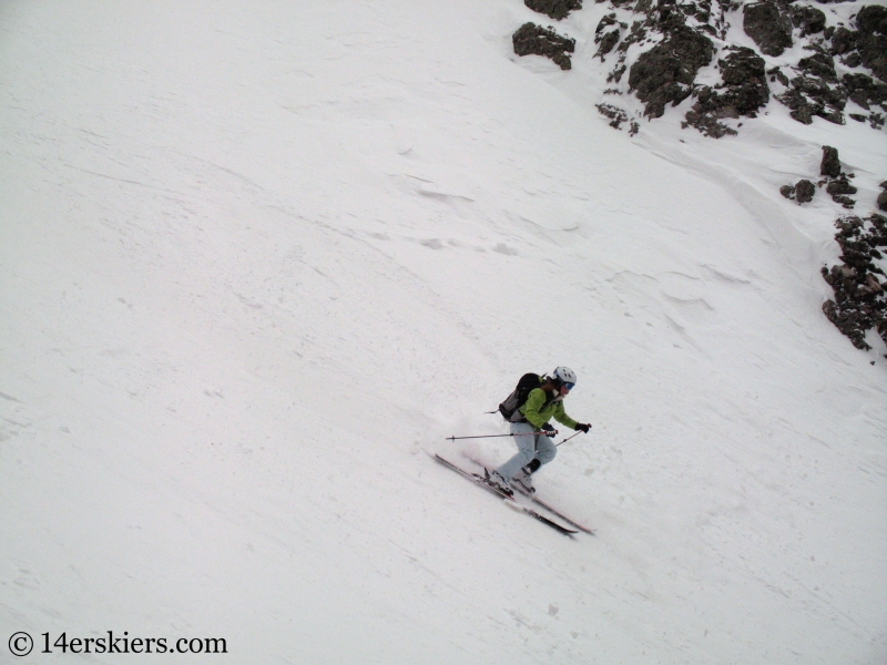 Brittany Walker Konsella backcountry skiing on Kit Carson. 