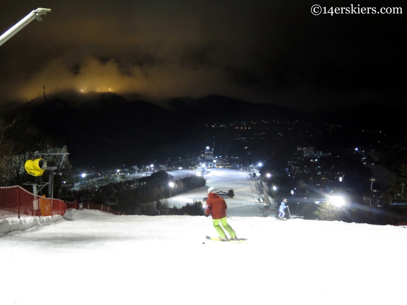 YongPyong night skiing in Korea