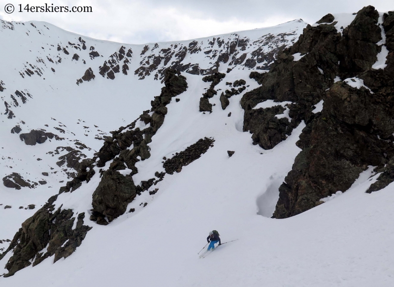 Natalia Moran backcountry skiing on Lackawanna Peak