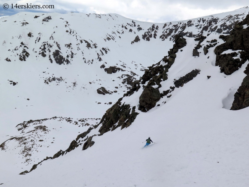 Natalia Moran backcountry skiing on Lackawanna Peak