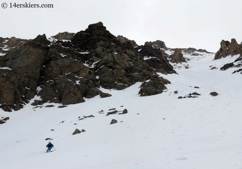 Natalia Moran backcountry skiing on Lackawanna Peak