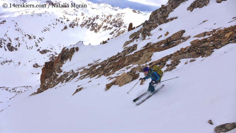 Brittany Walker Konsella backcountry skiing on Lackawanna Peak