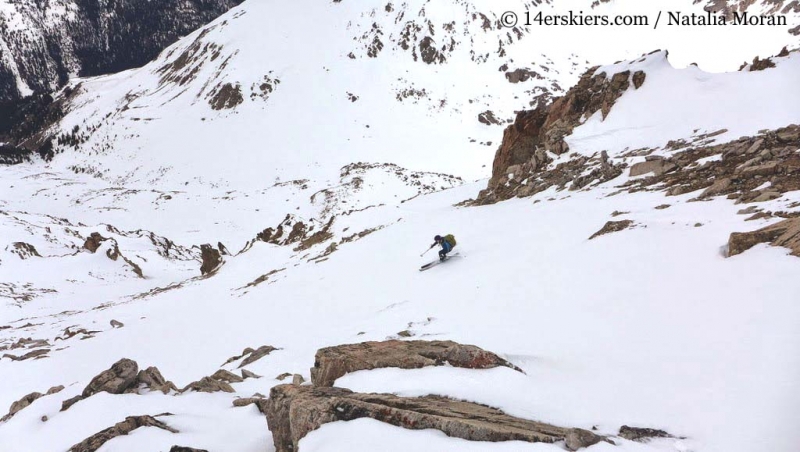 Brittany Walker Konsella backcountry skiing on Lackawanna Peak