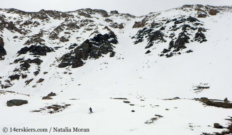 Brittany Walker Konsella bakcountry skiing on the west side of Lackawanna. 