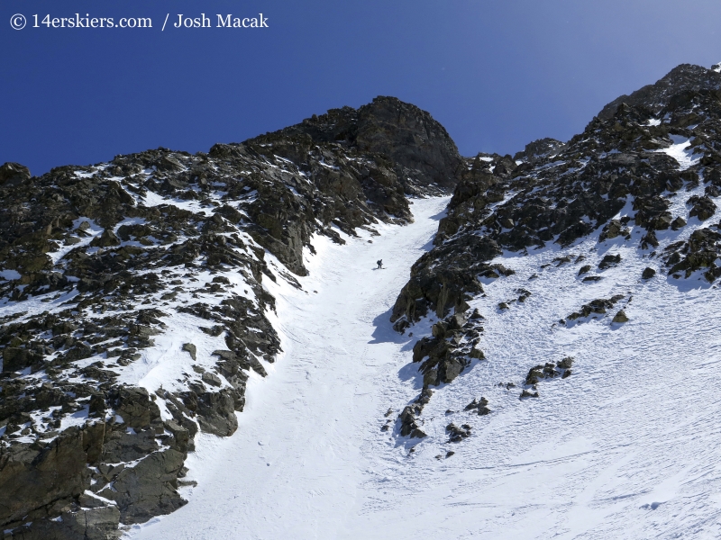 Brittany Konsella backcountry skiing on La Plata. 