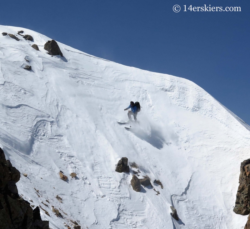 Pete Sowar backocuntry skiing on La Plata. 