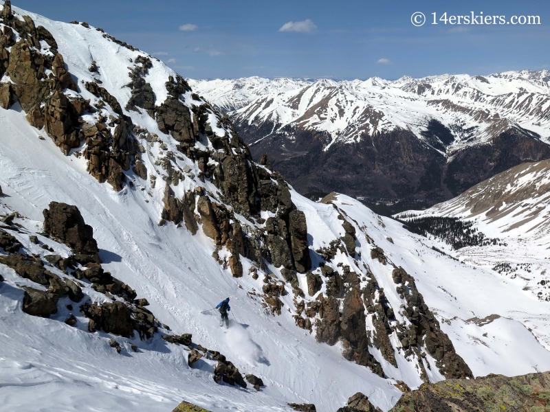 Pete Sowar backocuntry skiing on La Plata. 