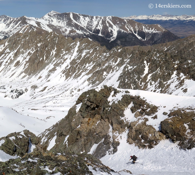 Jash Macak backcountry skiing on La Plata peak. 