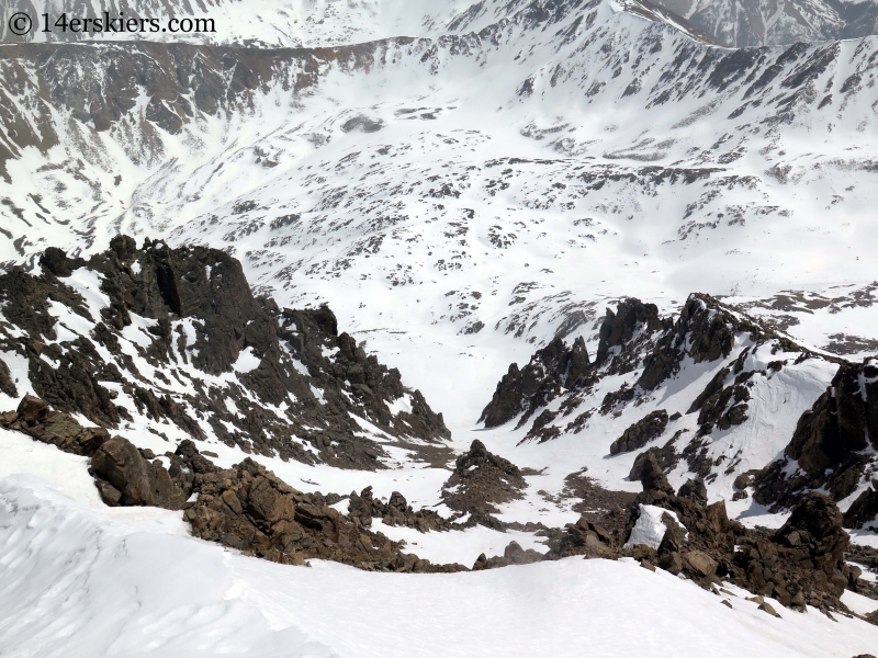 The southeast couloir on La Plata. 