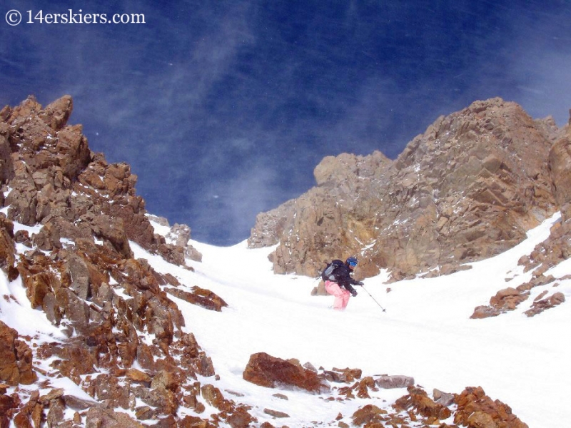 Brittany Walker Konsella backcountry skiing on Mount Lincoln.