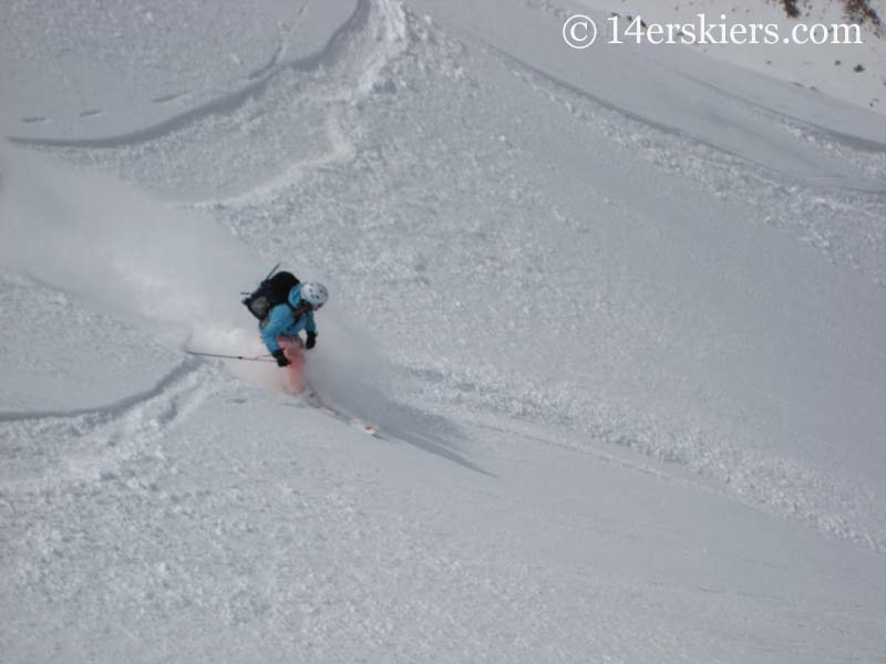 Brittany Walker Konsella backcountry skiing on Mount Lindsey