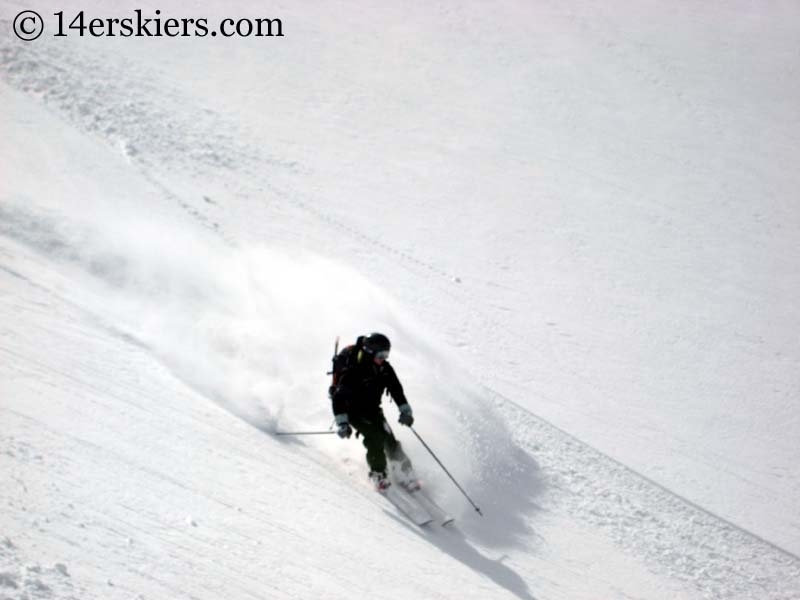 Kellie Baker backcountry skiing on Mount Lindsey