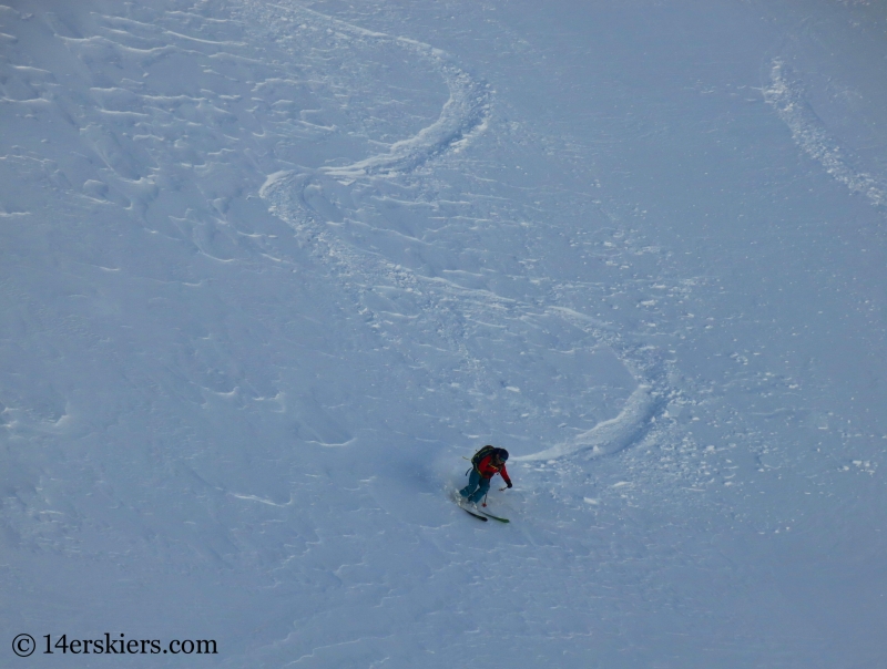 Brittany Walker Konsella backcountry skiing Little Agnes Mountain.