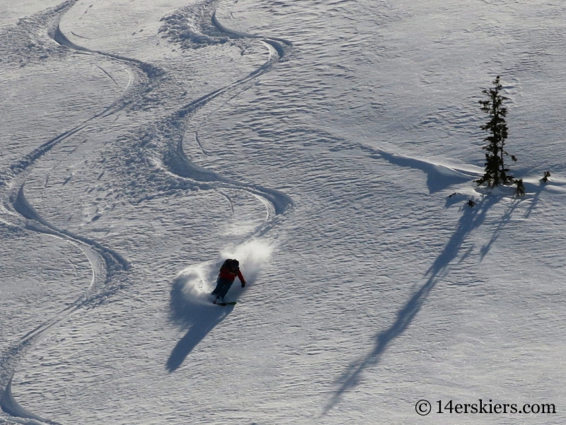 Brittany Konsella backcountry skiing Little Agnes Mountain.