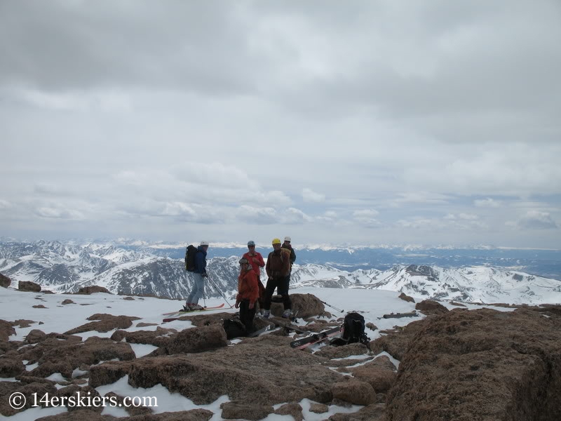 Ready to ski from the summit of Longs Peak.