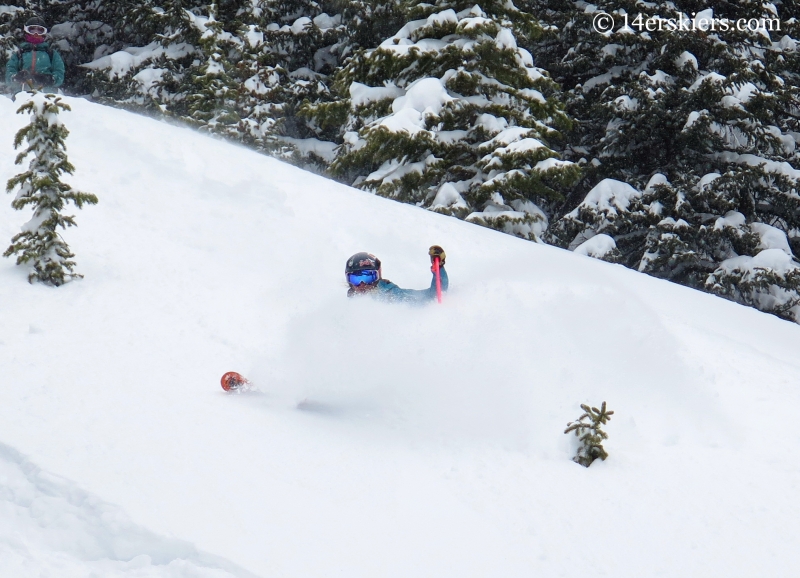 Alex Riedman backcountry skiing at Mayflower Gulch.