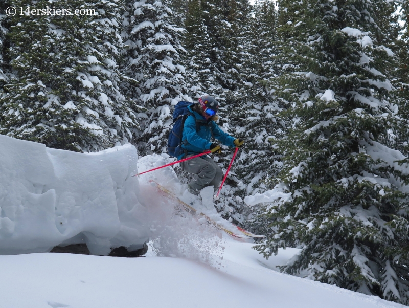 Alex Riedman backcountry skiing at Mayflower Gulch.