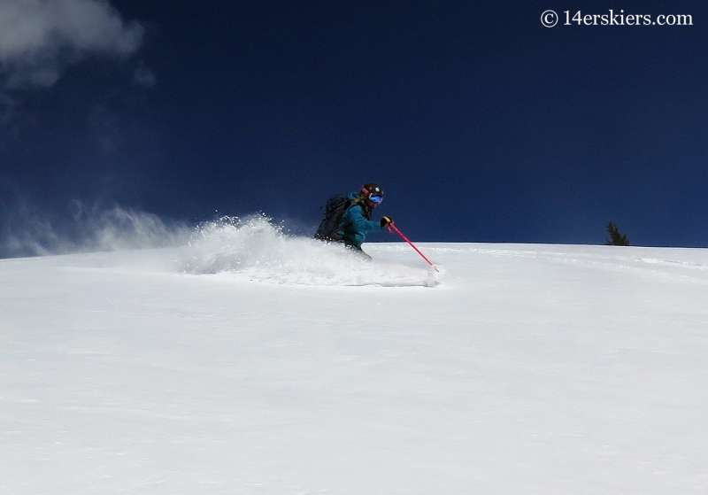 Alex Riedman backcountry skiing at Mayflower Gulch. 