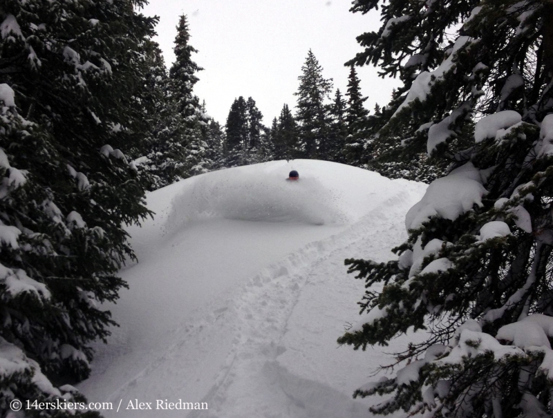 Brittany Konsella backcountry skiing at Mayflower Gulch. 