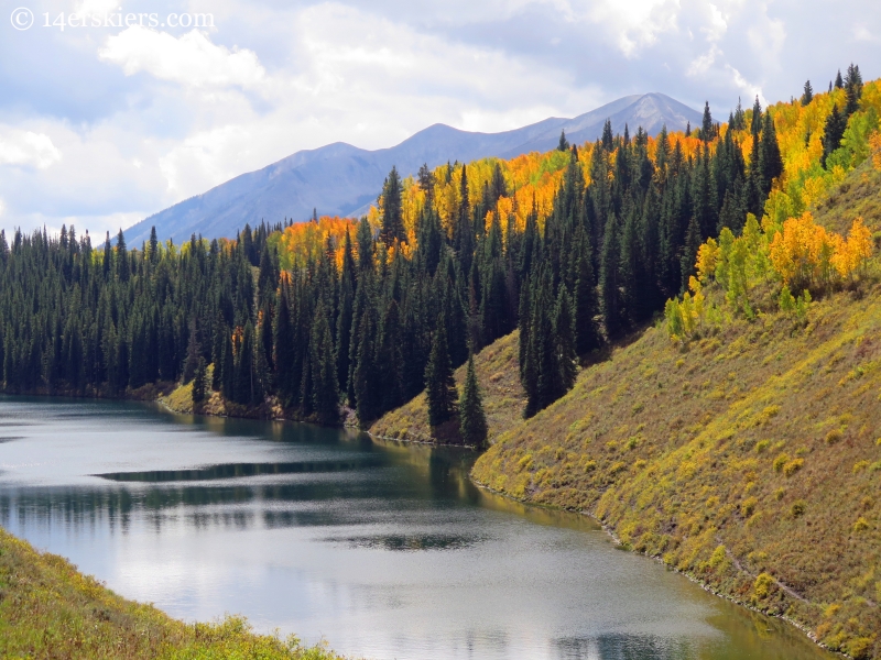 Meridian Lake (also called Long Lake), with fabulous fall colors and  Whetstone towering behind.