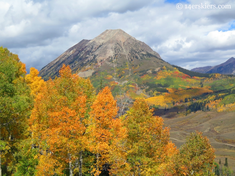 Gothic Mountain with fall colors seen from Meridian Lake Hike